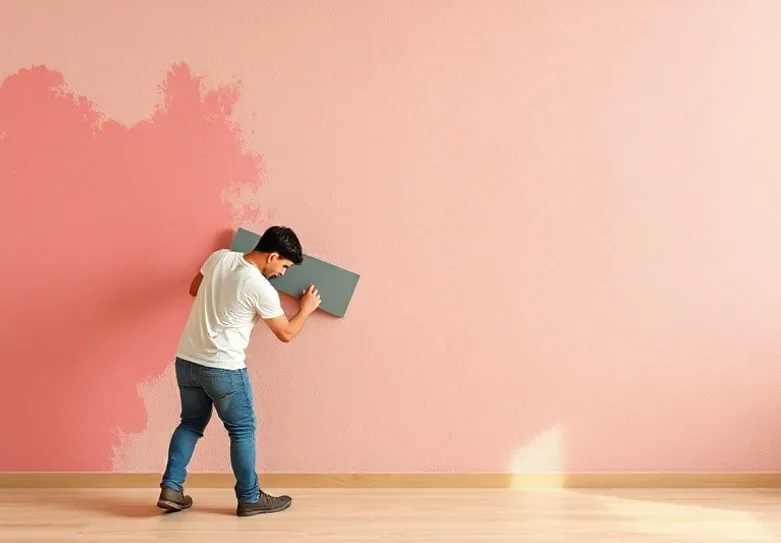 Application d'un enduit décoratif à la lisseuse sur un mur